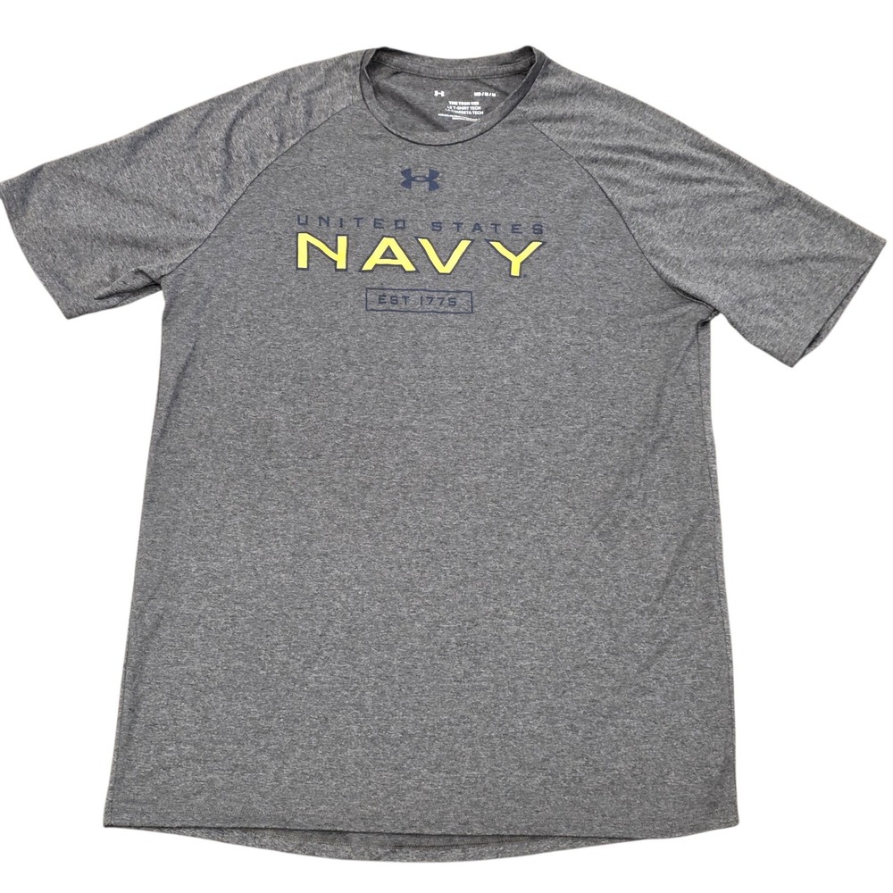 Under Armour US Navy Midshipmen Shirt Mens Medium Gray Naval Academy Football